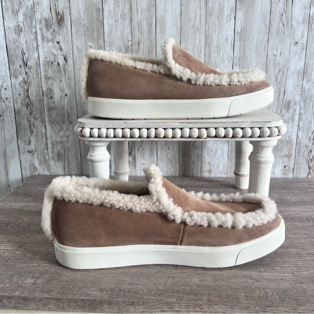 Vince Suede Shearling Slip On Sneakers Size 7 - Picture 2 of 7